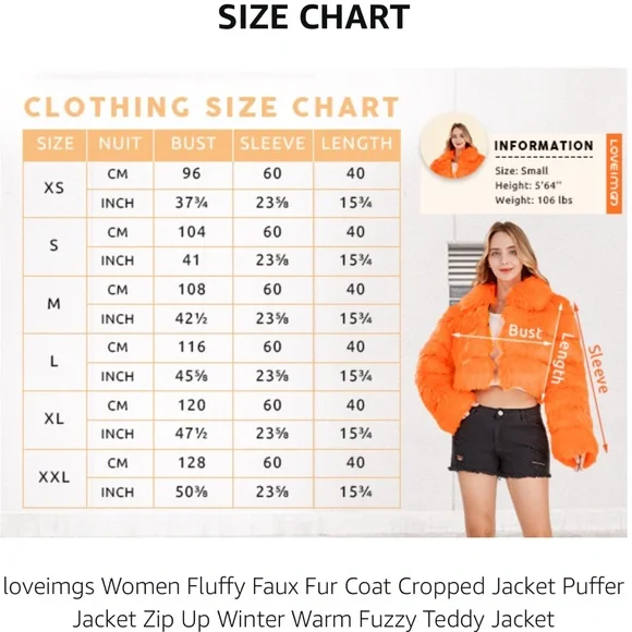 Women Fluffy Faux Fur Coat Cropped Puffer Jacket Winter Warm Fuzzy Teddy Jacket - Picture 8 of 8